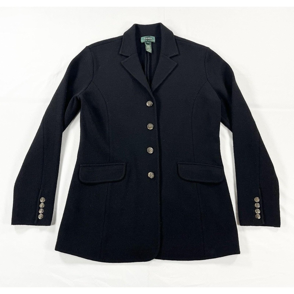 Vintage 90s Lauren Ralph Lauren Wool Sweater Blazer Equestrian Jacket Womens M